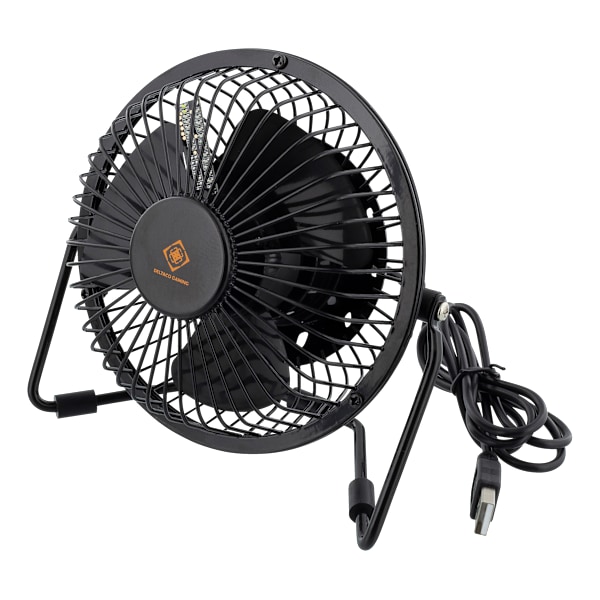 USB desktop fan with clock, black