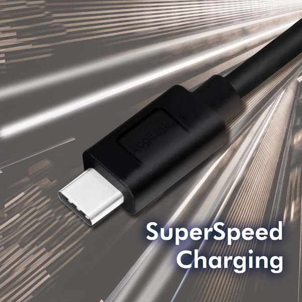 USB-A till USB-C Kabel 15W 0,15m Svart
