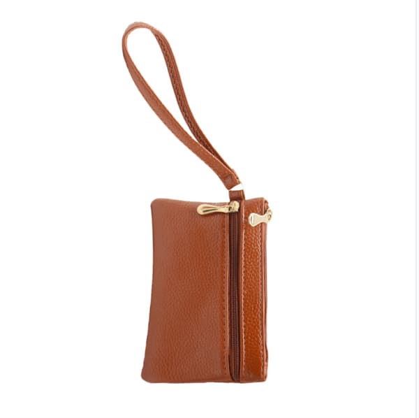 Chic Dame Lille Tegnebog med Dobbelt Lynlåsdesign Brown Brown