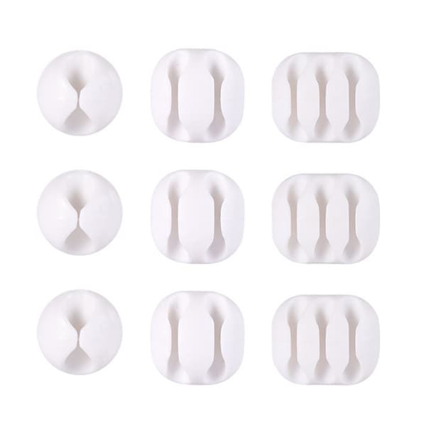 Silikonkabelklämmor, 9-pack kabelhållare White White