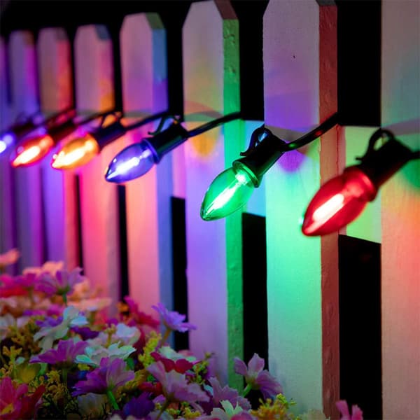 7,6 m 23 LED-jouluvalosarja 2 varapolttimolla - E12-kanta, monivärinen, vedenpitävä