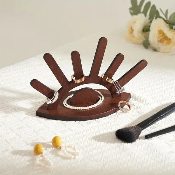 Træ smykke display stand - Ringholder & Organizer