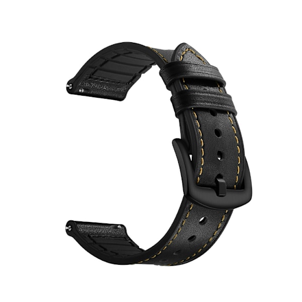 Silikone- og læderrem til Galaxy Watch 3/5 Sort 22 mm