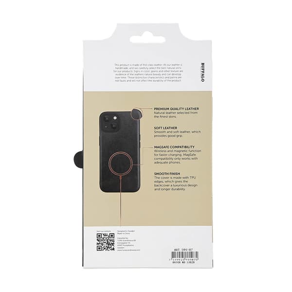 Mobilcover i læder, MagSeries, sort - iPhone 15