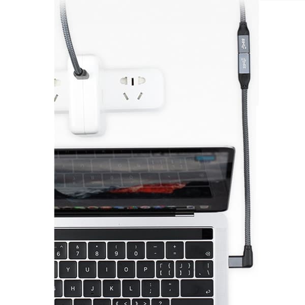 100W USB-C forlængerkabel - 20Gbps data & 4K video - vinkelret design 1.5m 1.5m