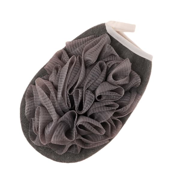 Grå Badblomma Duschhandskar (2-pack) - Exfolierande och Rengörande Kroppsskrubbvantar av Växtfiber