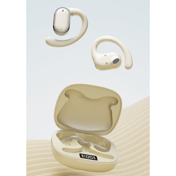X93 Bluetooth-hörlurar med öppen passform, roterbara öronkrokar, riktat ljud och 14.2 mm dynamiska element för vardagslyssning White White