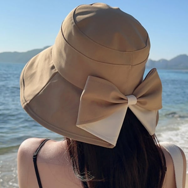 Sommar bowknot bucket hatt Kaki