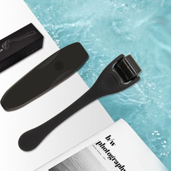 540-Needle Derma Roller 0.2mm til Ansigt og Krop - Mat Sort Microneedling Hudrulle til Rynker og Porer