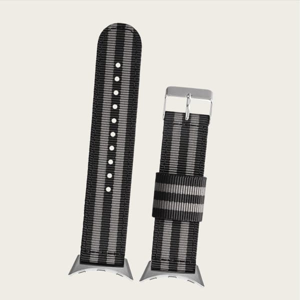 Flettet nylon urrem til Google Pixel Watch 1/2/3 Black+Grey Black+Grey