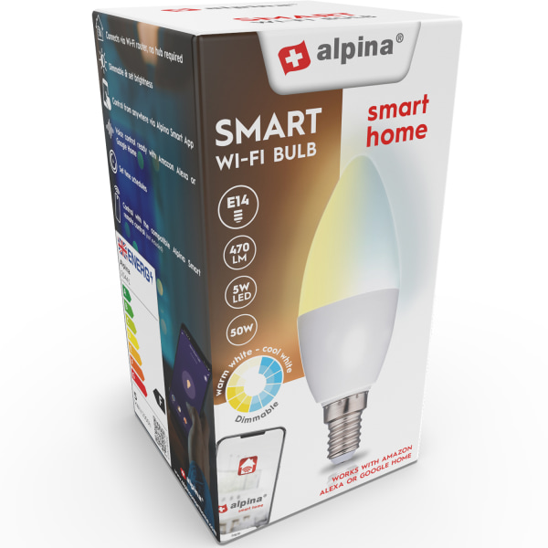 Alpina WiFi Smart E14 LED Varm/Kall Vit 4,9W