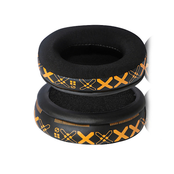 Utbytesöronkuddar för Kingston-hörlurar - Gult tryck & Isilkesmaterial (2-pack)