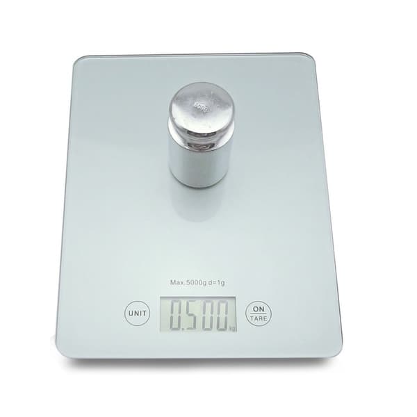Tempererat glas köksvåg med touchfunktion 2g-5000g kapacitet 1g noggrannhet LCD-display Silver Silver