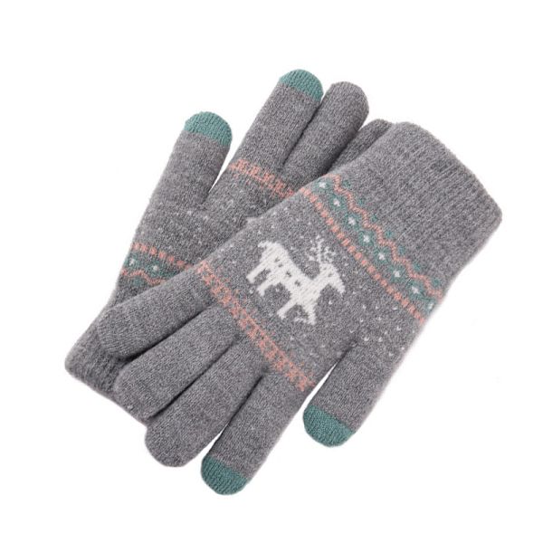 Stickade Handskar - Dubbelfodrade med Polarfleece Grå