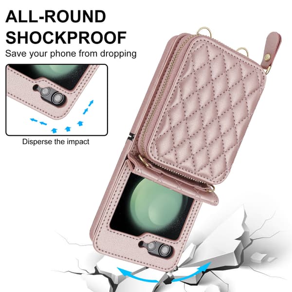Kortholder Folde Etui til Huawei P50 Pocket - Rosaguld
