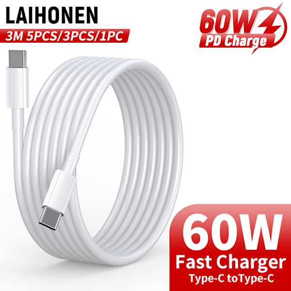 5 kpl 2M CTO C -datakaapeli, PD60W pikalatauskaapeli 3-pack