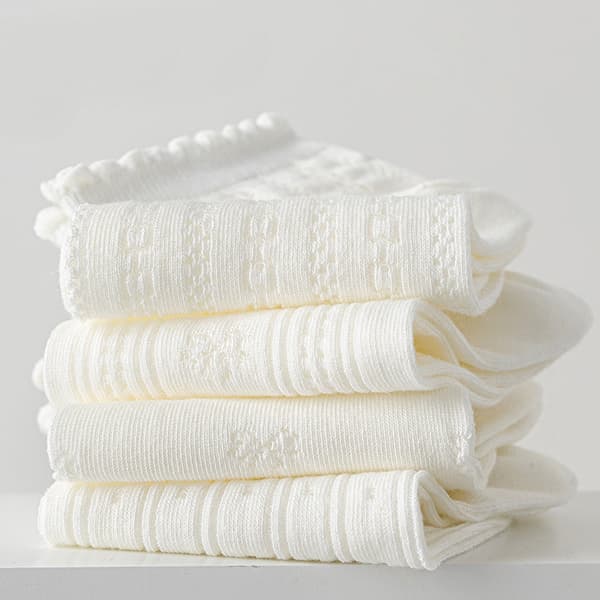 5 par dam ankelstrumpor med rosett-design