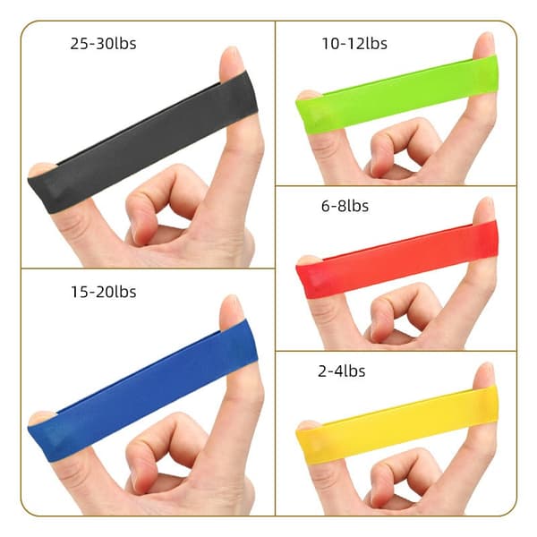 Latex Resistance Bands Set om 5 - Finger-, tå- och handgreppsövningsband