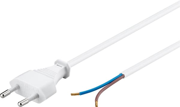 Kabel med euro-kontakt för montering, 1,5 m, vit