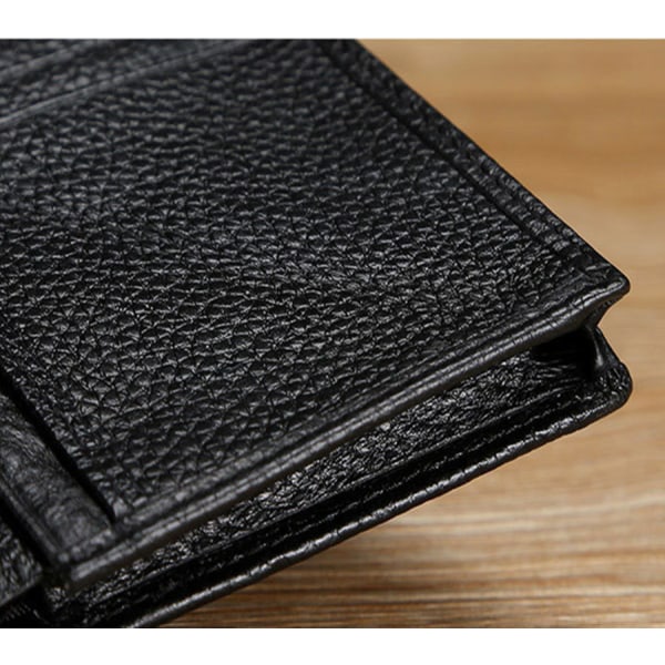 Plånbok med id-ficka Äkta Läder Svart Vertikal typ Vertikal typ