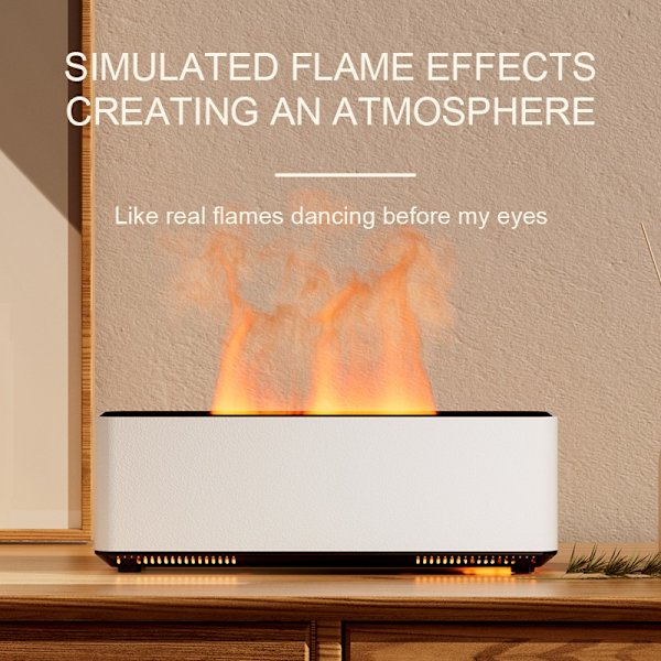 Flame Aroma Diffuser Luftfuktare: Simulerad Vulkan med Kompatibilitet för Eteriska Oljor för Avkoppling och Aromaterapi White White
