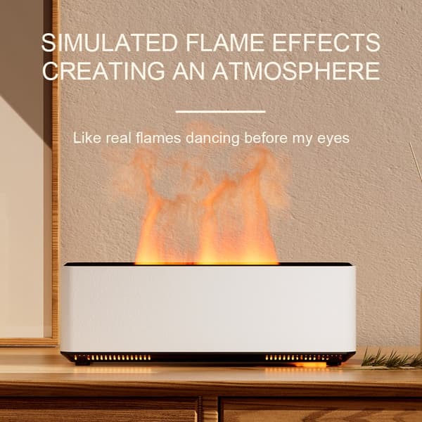 Flamme Aroma Diffuser Luftfugter: Simuleret Vulkan med Æterisk Olie Kompatibilitet White White