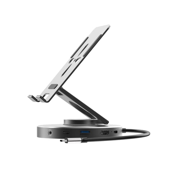 10-i-1 USB-C Hub med 360° Roterbart Telefonstativ - Dockningsstation i Aluminiumlegering