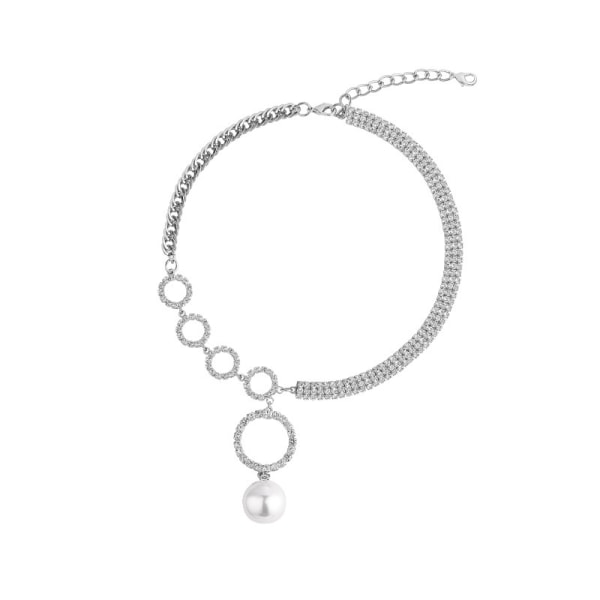 Rhinestone halskæde Charm Choker Sølv Sølv