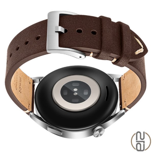 Armband i äkta läder för Huawei GT4 Pro Brun+svart 20 mm