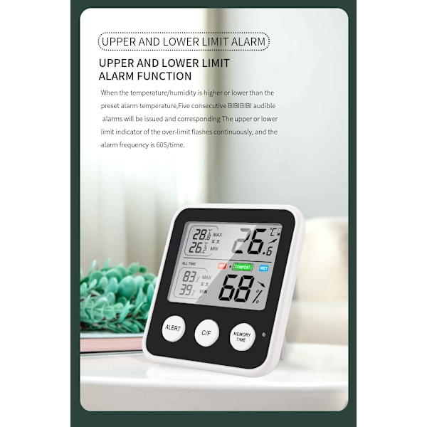 Digital inomhustermometer Hygrometer med komfortindikator - Svart TS-9909-B
