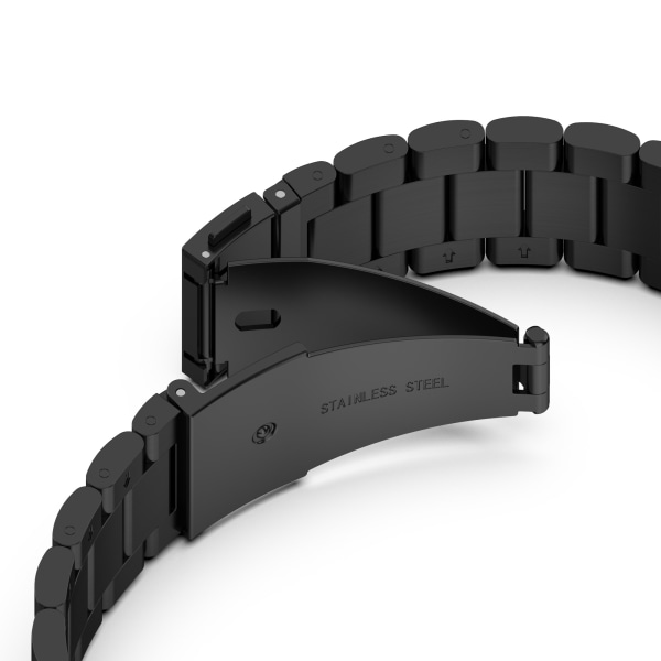 INF Kellon ranneke 22 mm Huawei Watch GT / Magic / TicWatch Pro ruostumaton teräs Musta