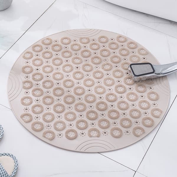 Halkfri badrumsmatta, TPE-duschmatta med dräneringshål, 30 cm rund White White