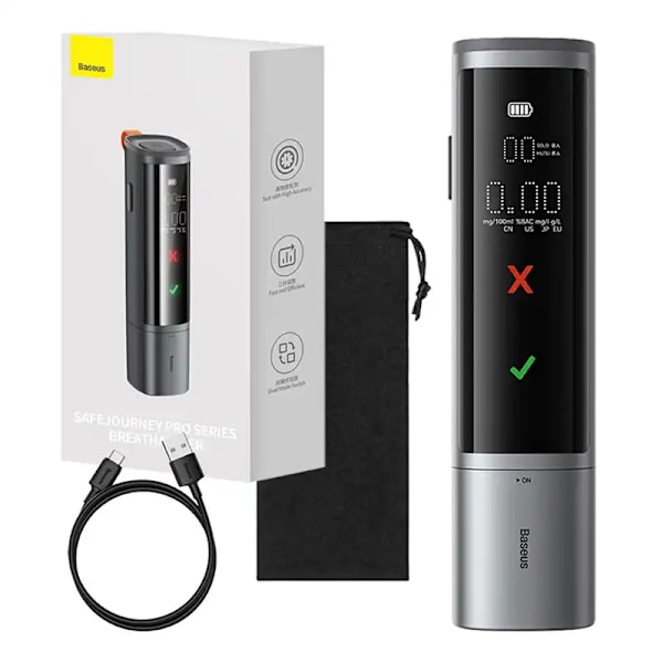 Elektronisk alkomätare Baseus SafeJourney Pro (grå)