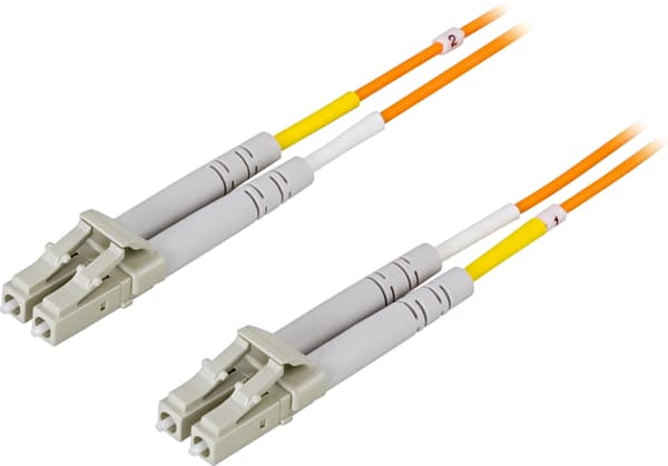 OM1 Fiber cable, LC - LC, duplex, UPC, 62,5/125, 1,5m, or.