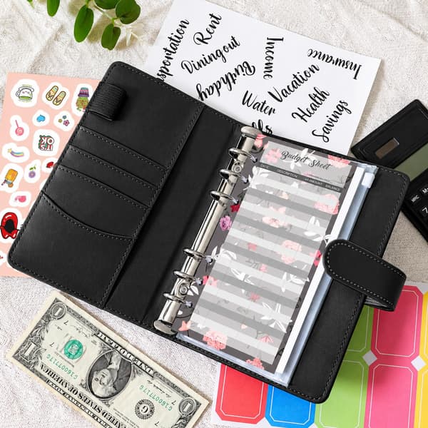 A6 ringpärm med budgetblad budgetplanerare Black Black