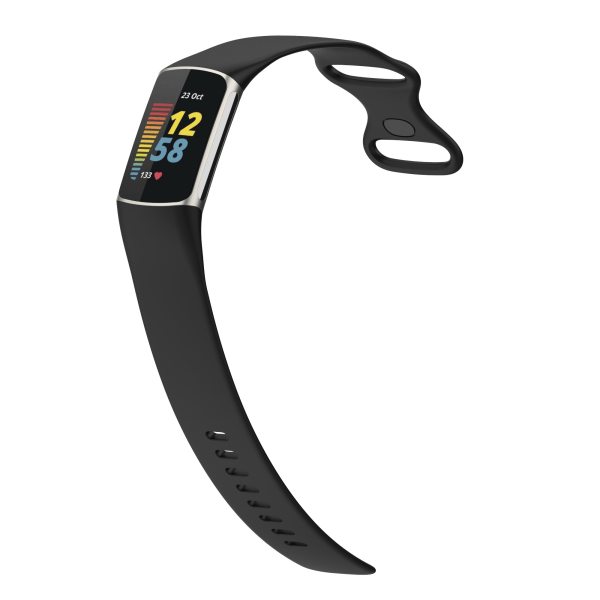 Silikone urrem til Fitbit Charge 5 Charge 6 Sort M