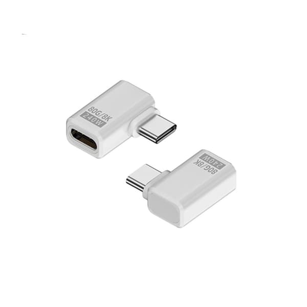 240W 80Gbps USB-C Naaras - USB-C Uros Sivutaivutusadapteri - 2 Kpl White White