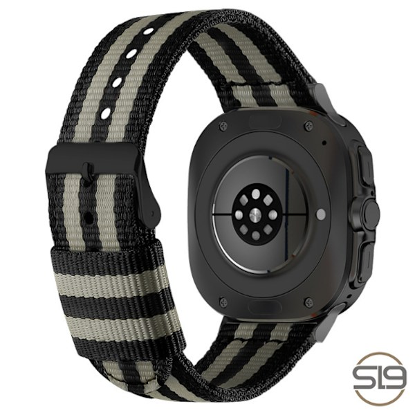 Klockarmband i Nylon för Samsung Watch 7 Ultra 22 mm Svart + ljusgrå
