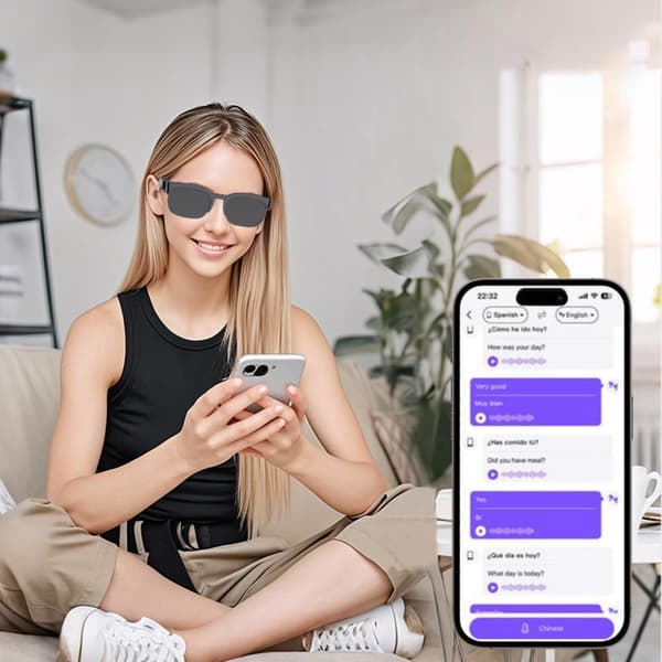 Smarte Audio Bluetooth-briller med AI-sprog oversættelse - Kompatibel med Smartphones