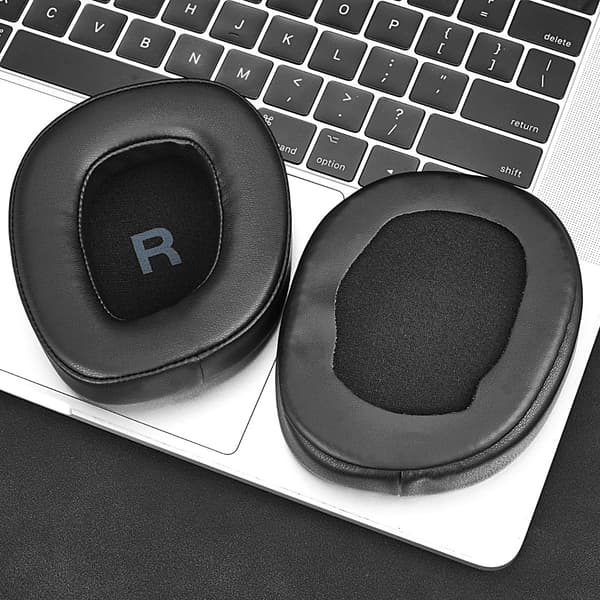 Erstatningsørepuder kompatibel med XIBERIA K06S - proteinlæder og memory foam til gaming, streaming og daglig brug, 2-pack, sort finish
