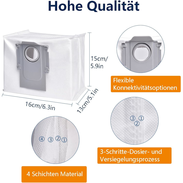 INF Roborock Dammsugarpåsar  för Roborock S8, S8+, S8 Pro Ultra, S7 MaxV Ultra, S7 Pro Ultra, Q7+, Q7 Max+14-pack