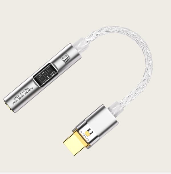 BA23 USB-C - 3,5 mm:n ääniadapteri sisäänrakennetulla DAC:lla Silver Silver