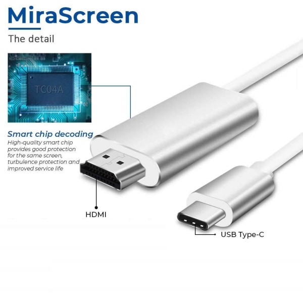 INF USB-C-HDMI-kaapeli 4K (2 metriä) Valkoinen Valkoinen