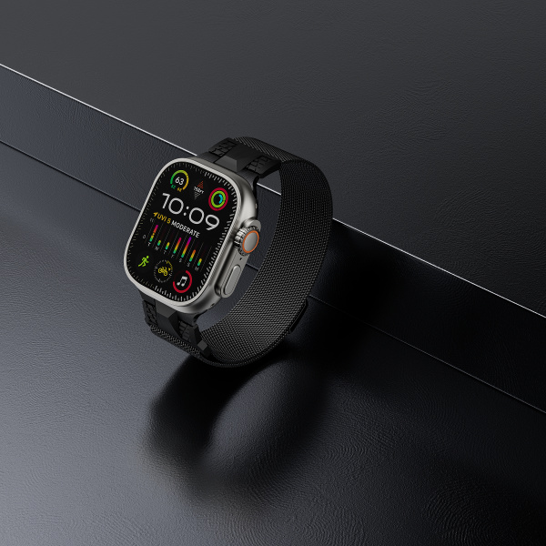 Rustfrit stålurrem til Apple Watch 42/44/45/49 mm Sort