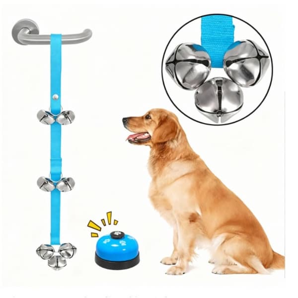 Hundträningsdörrklocka: 2,5 cm Bred 7 Klockor Rep + Tryckklocka för Potträning & Lek Blue Blue