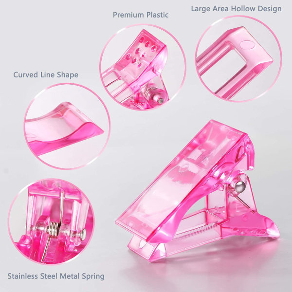 Nagelklämmor för gelnaglar 5-pack Rosa