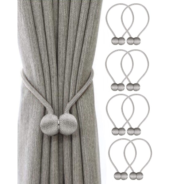 Magnetiskt gardinomtag Silvergrå 8-pack
