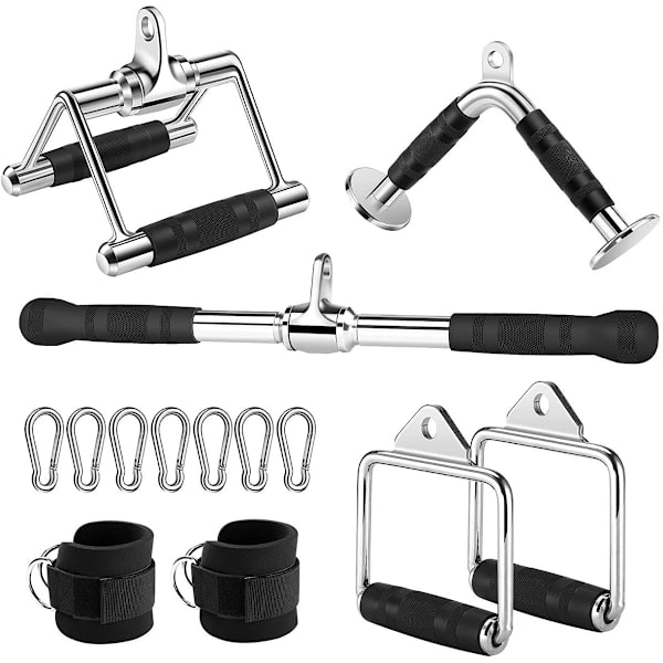 Gummi-belagt high pulley lat bar – 5cm forlænget multi-greb lat pulldown-tilbehør til kabelmaskiner