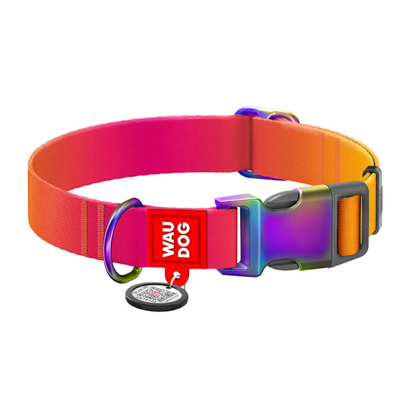 Nylonhalsband med QR-kod för Waudog gradienthund, orange, storlek XL