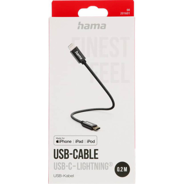 HAMA Charging Cable USB-C to Lightning 0.2m Black